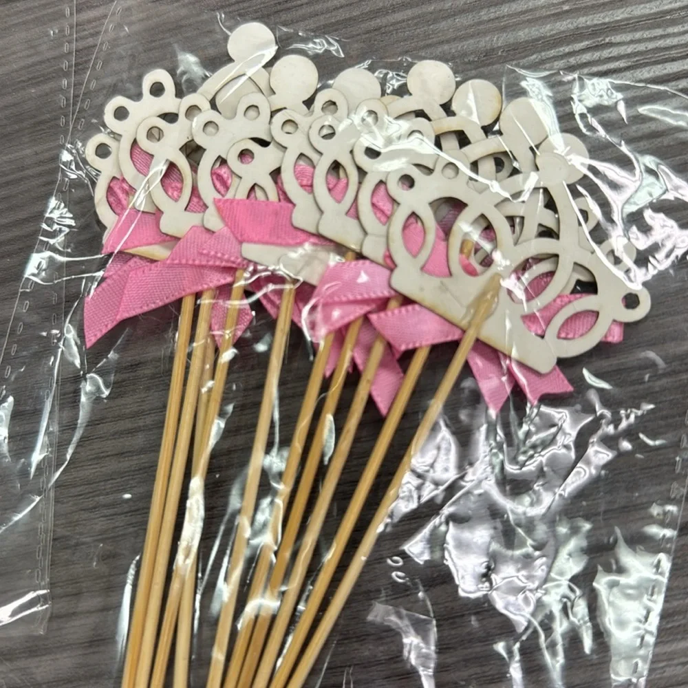 20 pieces princess crown pink bow cupcake decorating supply supplies new